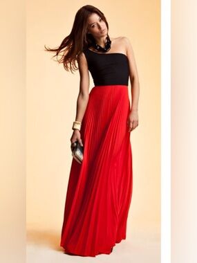 Alexis two-tone one-shoulder pleated maxi dress